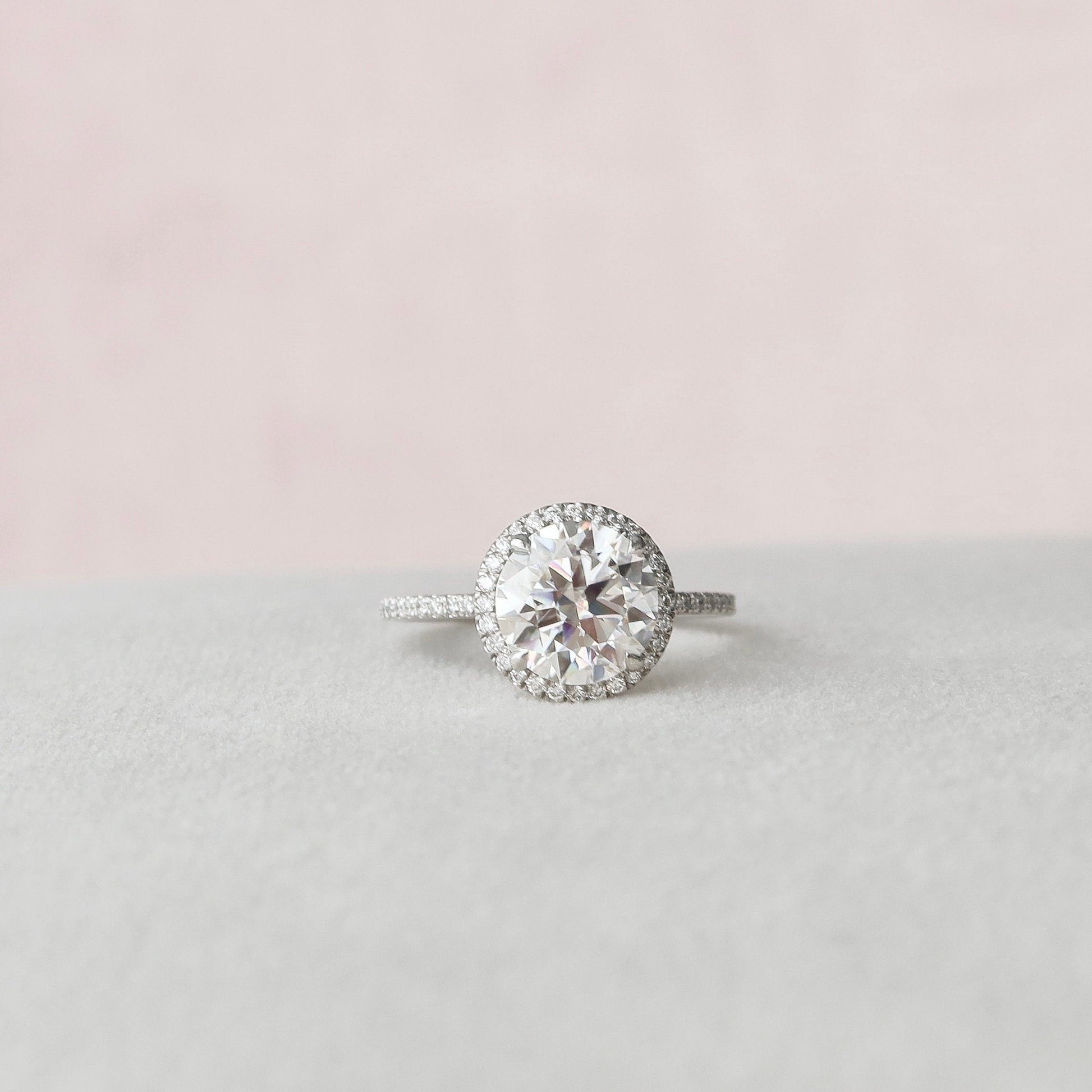 3.0 CT Round Cut Halo & Pave Style Moissanite Engagement Ring 3