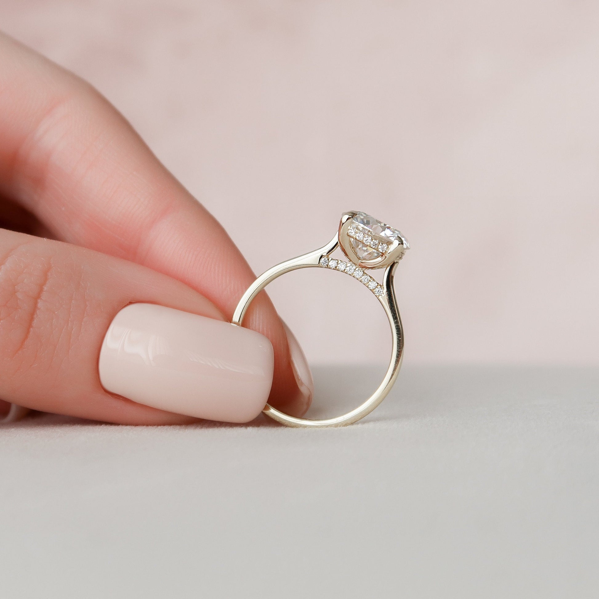 3.0 CT Round Cut Hidden Halo Style Moissanite Engagement Ring 6