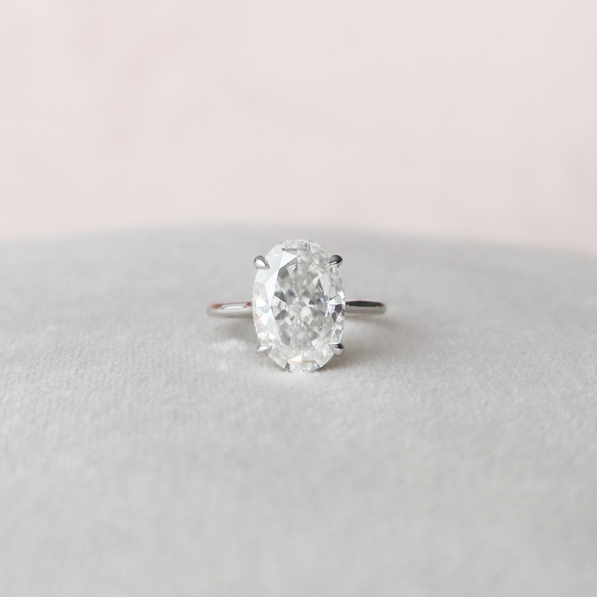 5.0 CT Oval Cut Hidden Halo Style Moissanite Engagement Ring 1
