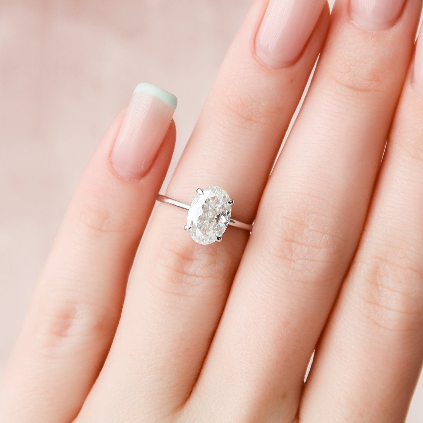 2.0 CT Oval Hidden Halo Moissanite Engagement Ring 6