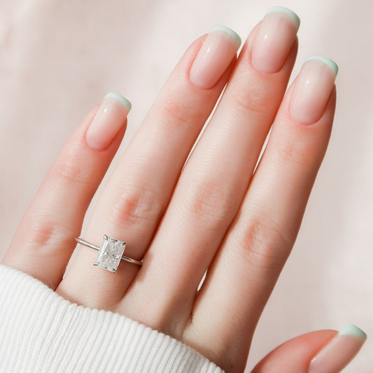 2.0 CT Radiant Cut Hidden Halo Moissanite Engagement Ring 6