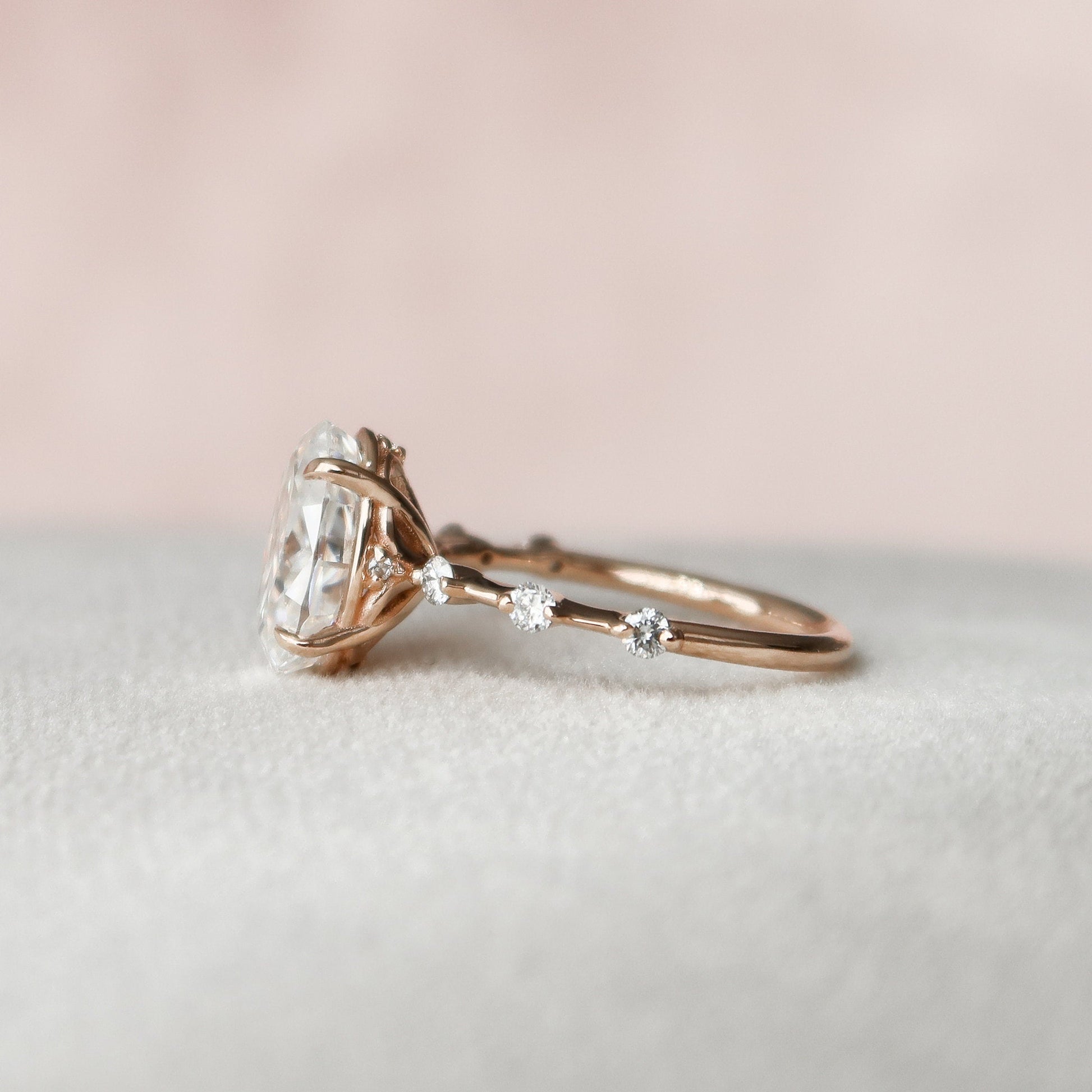 2.0 CT Oval Cut Dainty Pave Moissanite Engagement Ring 4