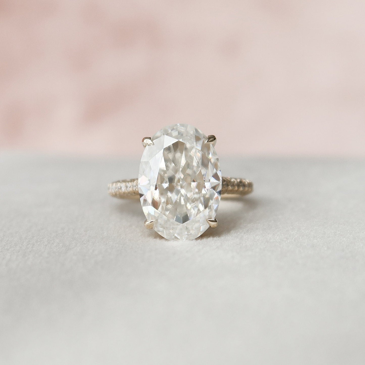 5.0 CT Oval Cut Pave Hidden Halo Moissanite Engagement Ring 1