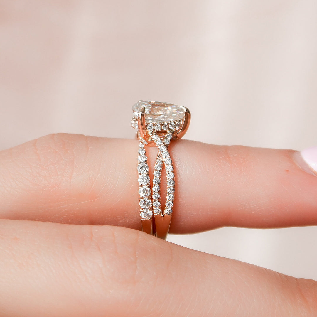 Marquise Cut Cluster Styled Lab Grown Bridal Ring Set