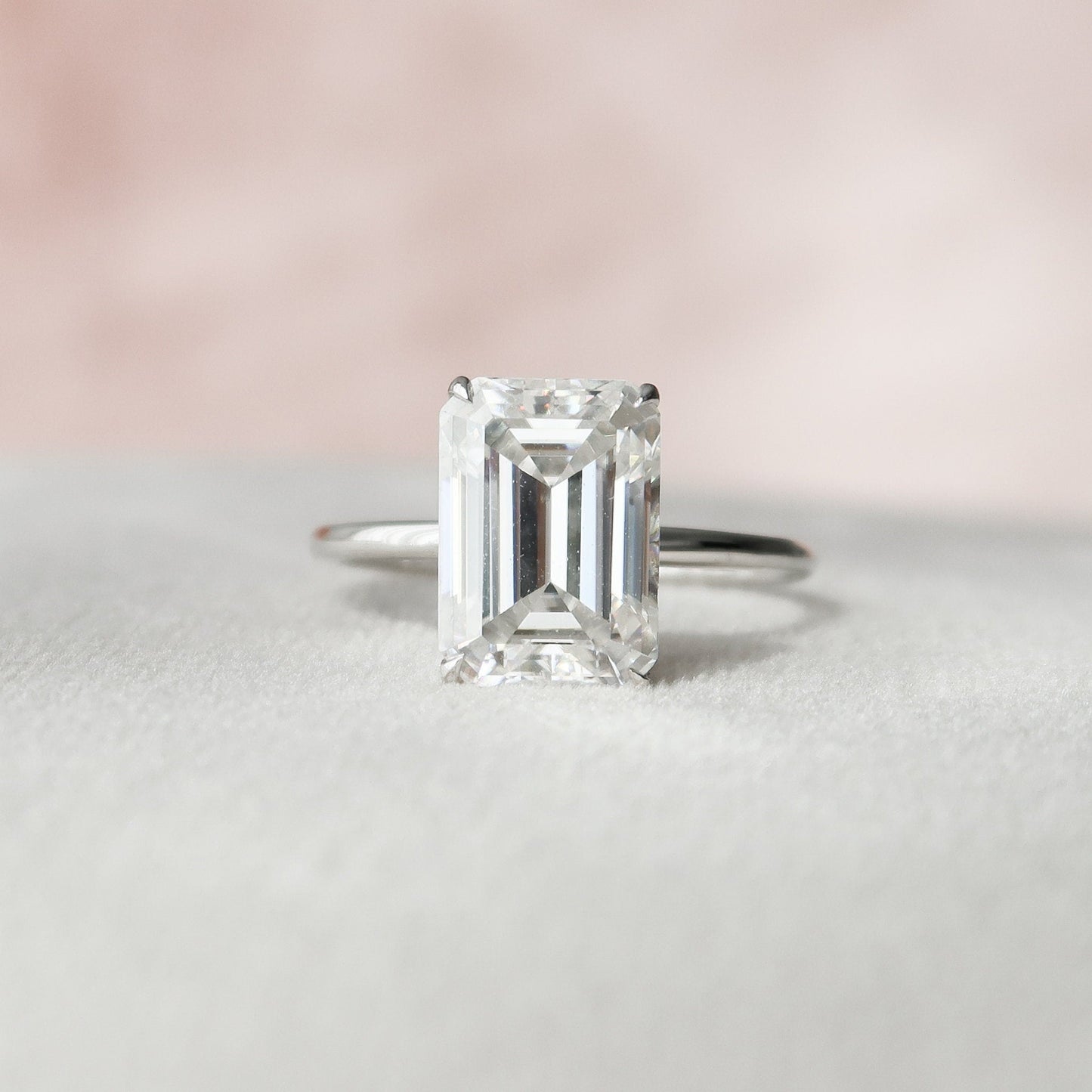 4.5 CT Emerald Hidden Halo Style Moissanite Engagement Ring 1
