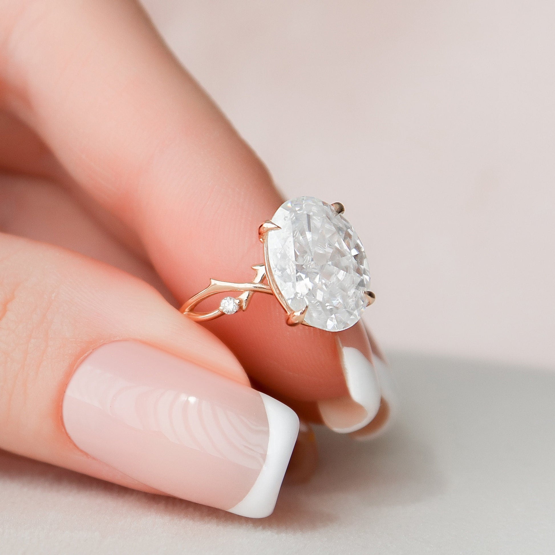 3.5 CT Oval Cut Twig Pave Moissanite Engagement Ring 5