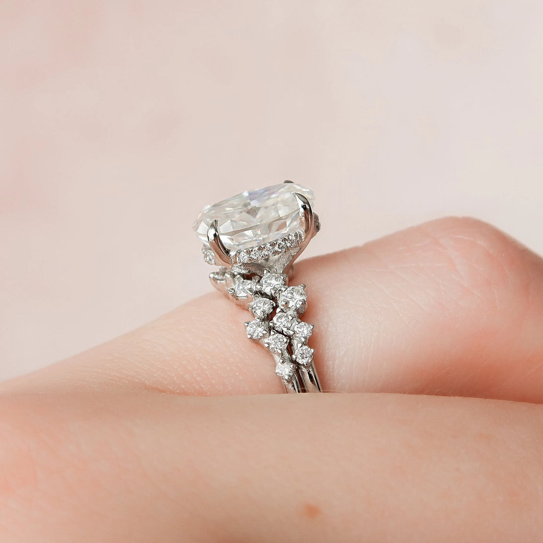 Marquise Cut Cluster Styled Lab Grown Bridal Ring Set