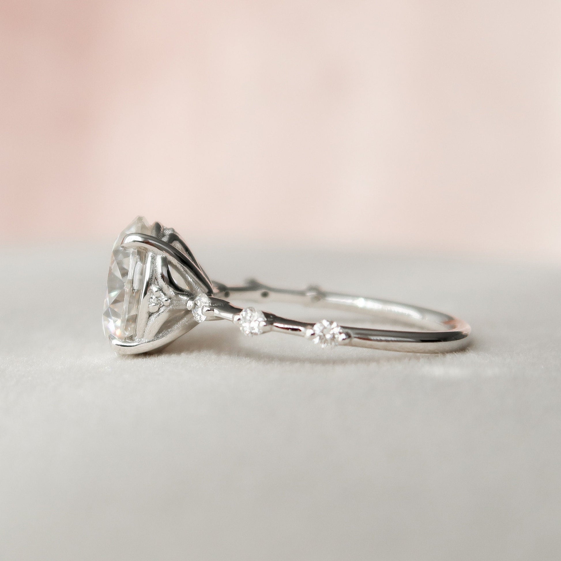 2.5 CT Round Cut Dainty Pave Moissanite Engagement Ring 10