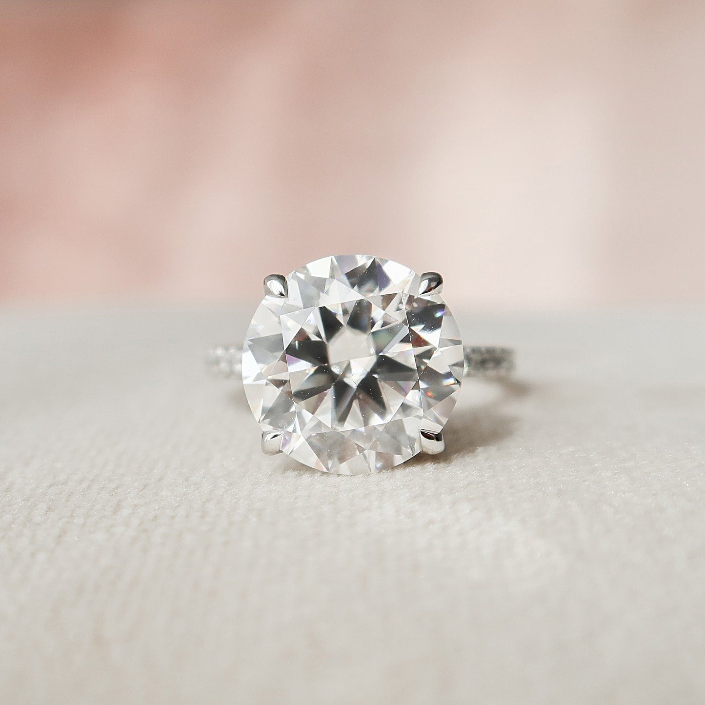 4.5 CT Round Cut Pave Hidden Halo Moissanite Engagement Ring 1