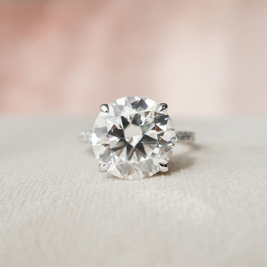 4.5 CT Round Cut Pave Hidden Halo Moissanite Engagement Ring 1