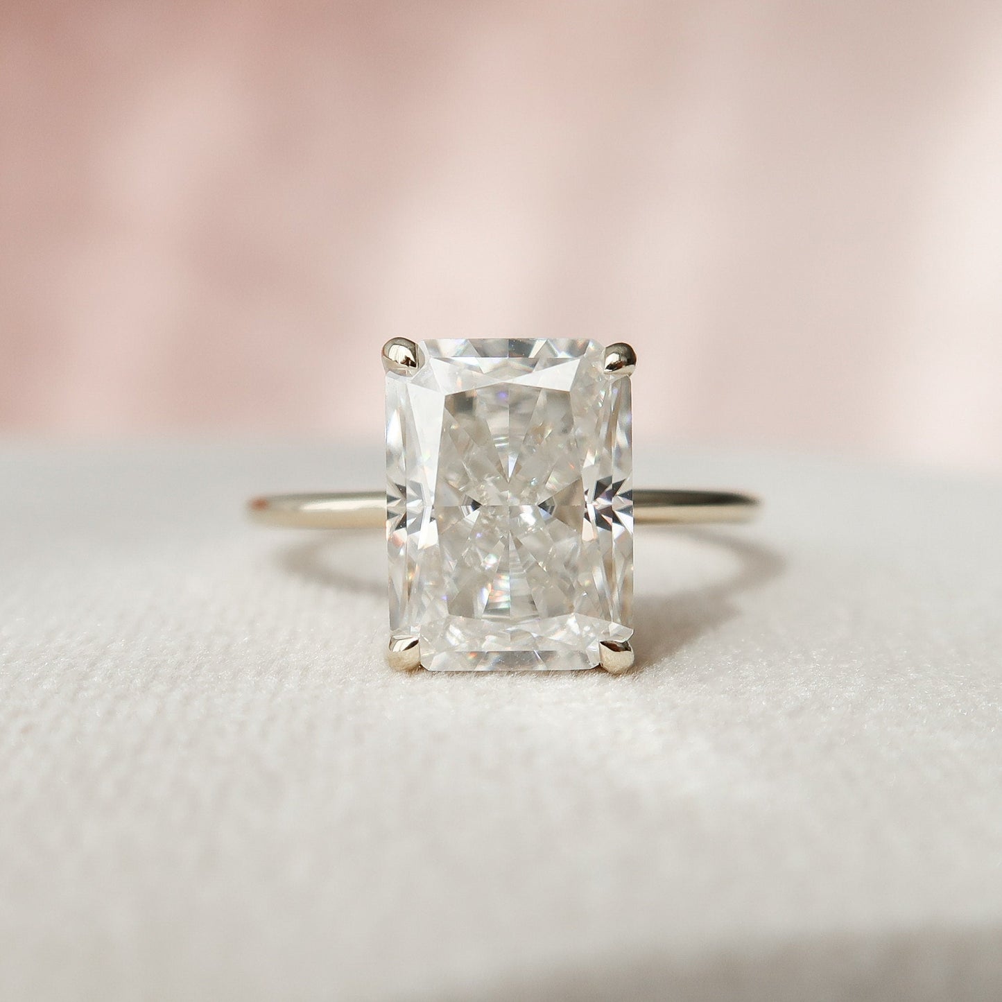 4.5 CT Radiant Cut Hidden Halo Style Moissanite Engagement Ring 1