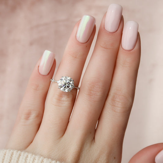 2.5 CT Round Cut Dainty Pave Moissanite Engagement Ring 8
