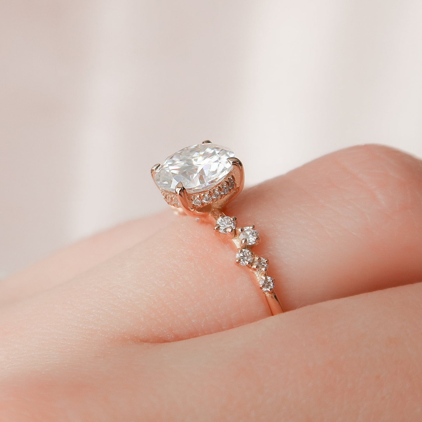 2.0 CT Round Hidden Halo Pave Style Moissanite Engagement Ring 8