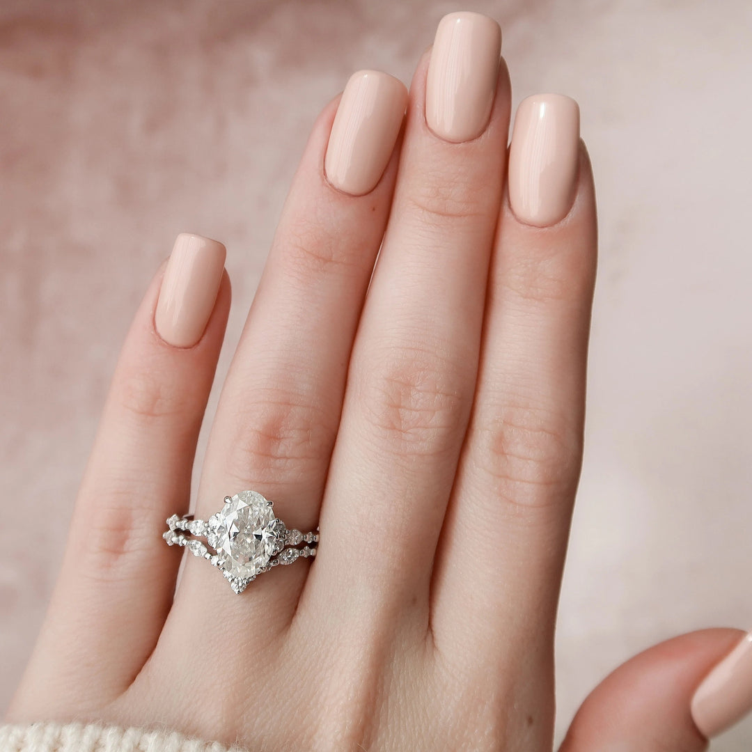 Marquise Cut Cluster Styled Lab Grown Bridal Ring Set