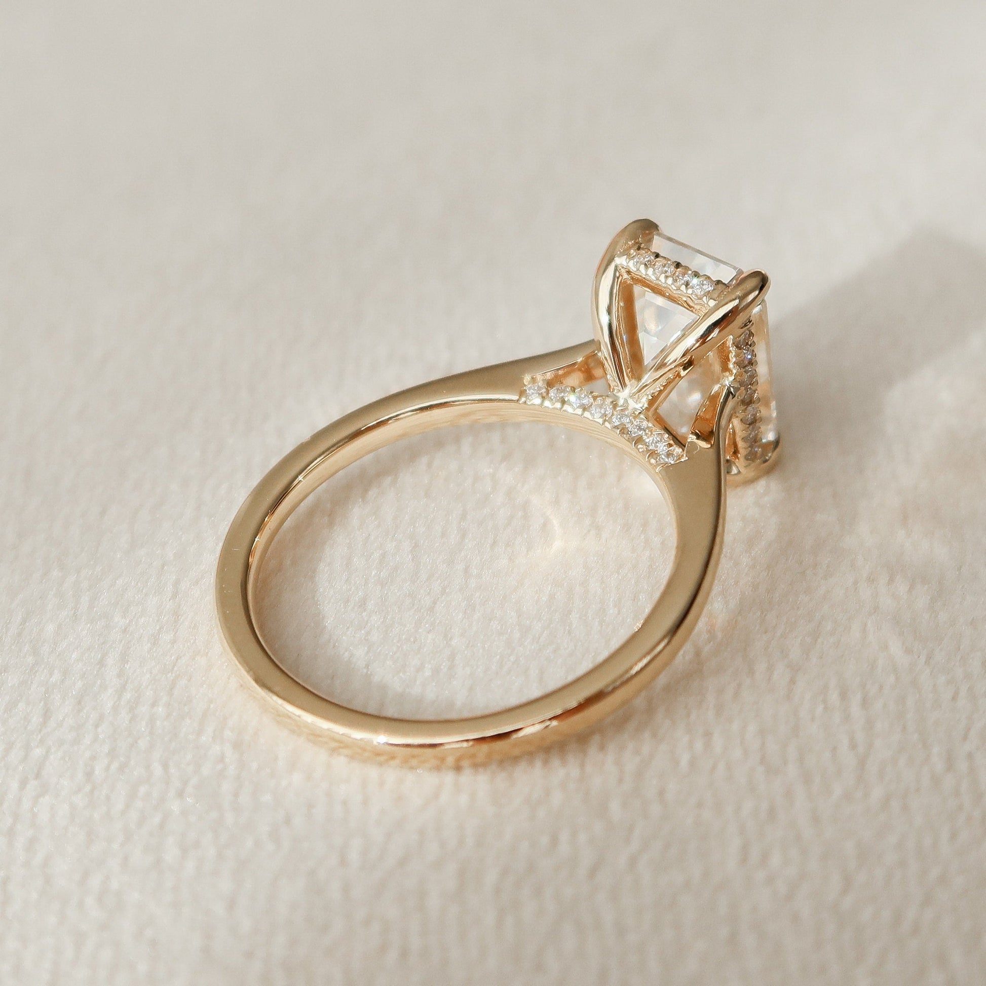 3.0 CT Emerald Cut Hidden Halo Moissanite Engagement Ring 10