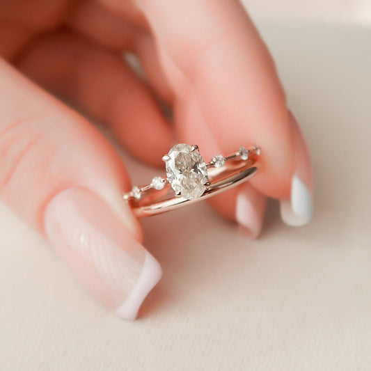 Marquise Cut Cluster Styled Lab Grown Bridal Ring Set