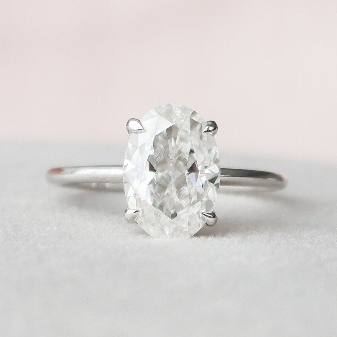 2.0 CT Oval Hidden Halo Moissanite Engagement Ring 1