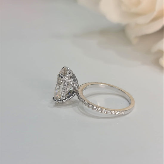 3.0 CT Oval Hidden Halo CVD G/VS1 Diamond Engagement Ring 5