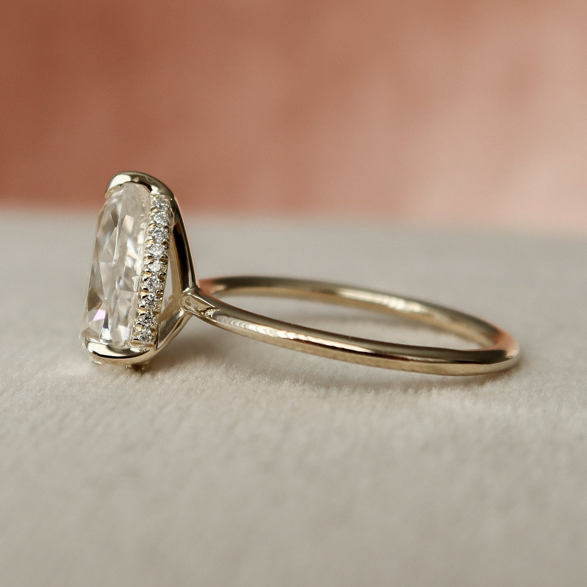 2.0 CT Pear Cut Hidden Halo Style Moissanite Engagement Ring 3