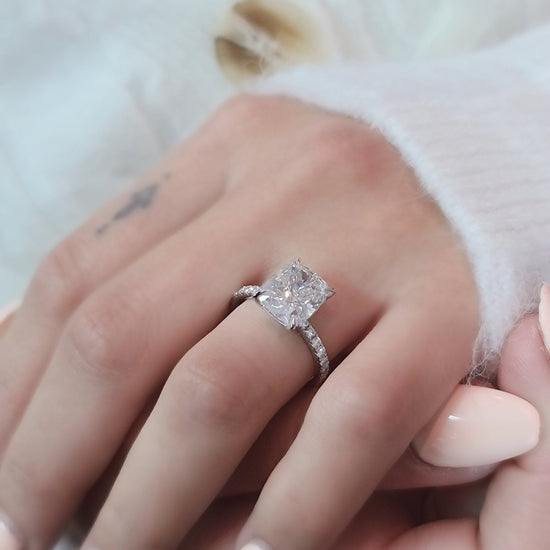 4.0 CT Cushion Solitaire CVD F/VS1 Diamond Engagement Ring 9