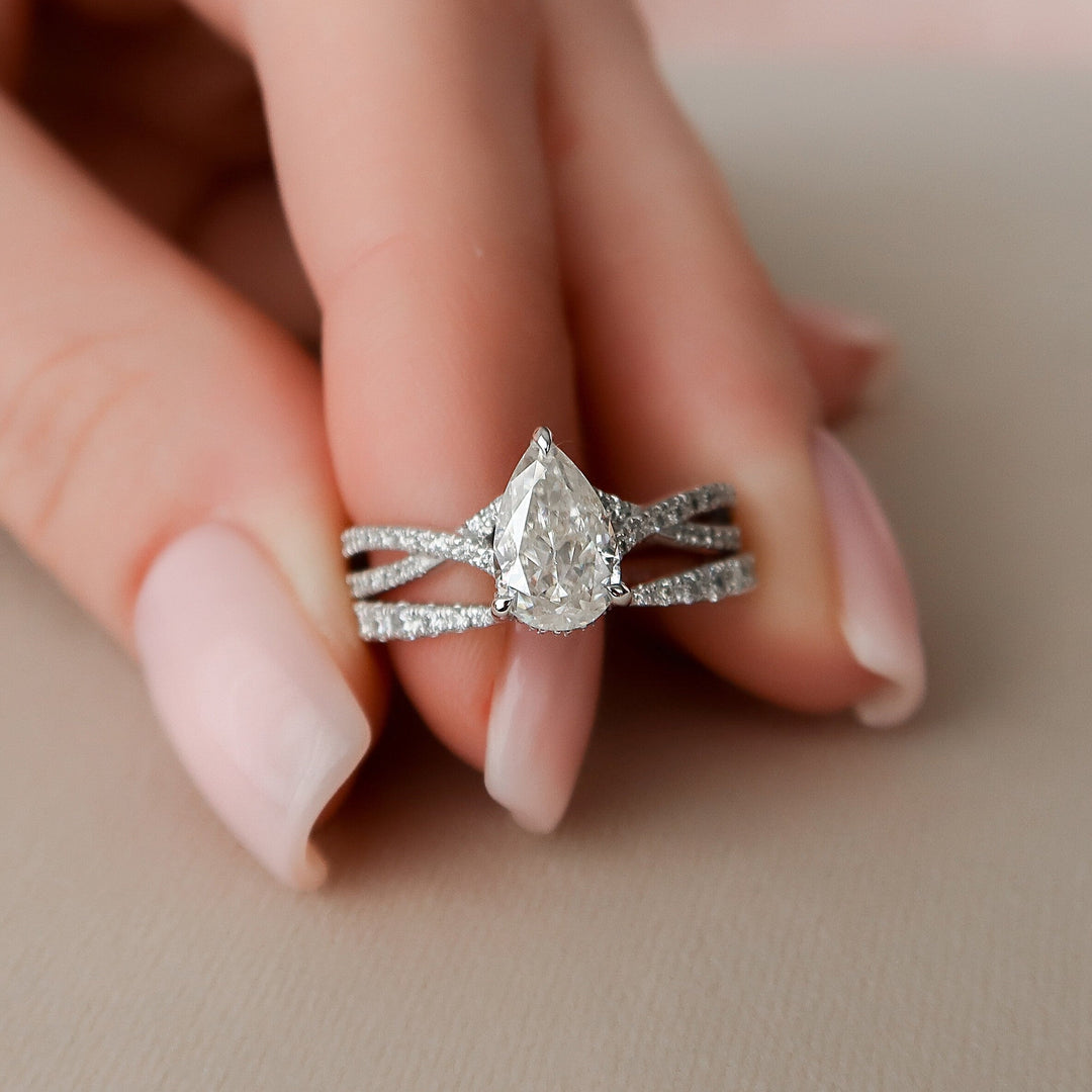 Marquise Cut Cluster Styled Lab Grown Bridal Ring Set