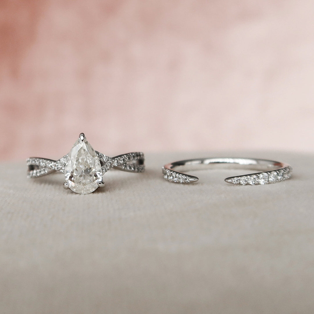 Marquise Cut Cluster Styled Lab Grown Bridal Ring Set