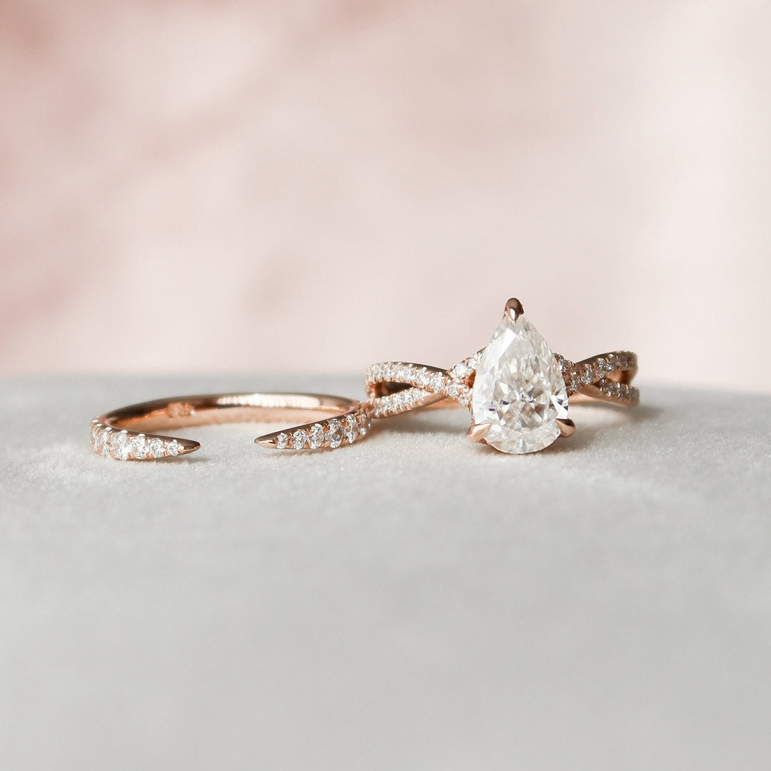 Marquise Cut Cluster Styled Lab Grown Bridal Ring Set