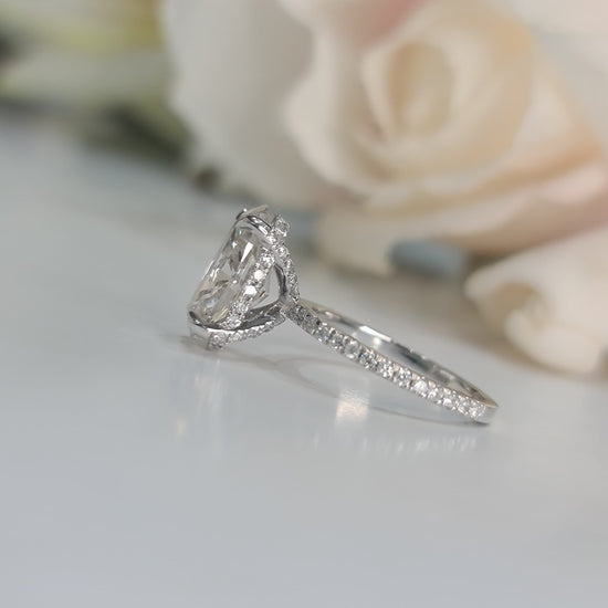 3.0 CT Oval Hidden Halo CVD G/VS1 Diamond Engagement Ring 4