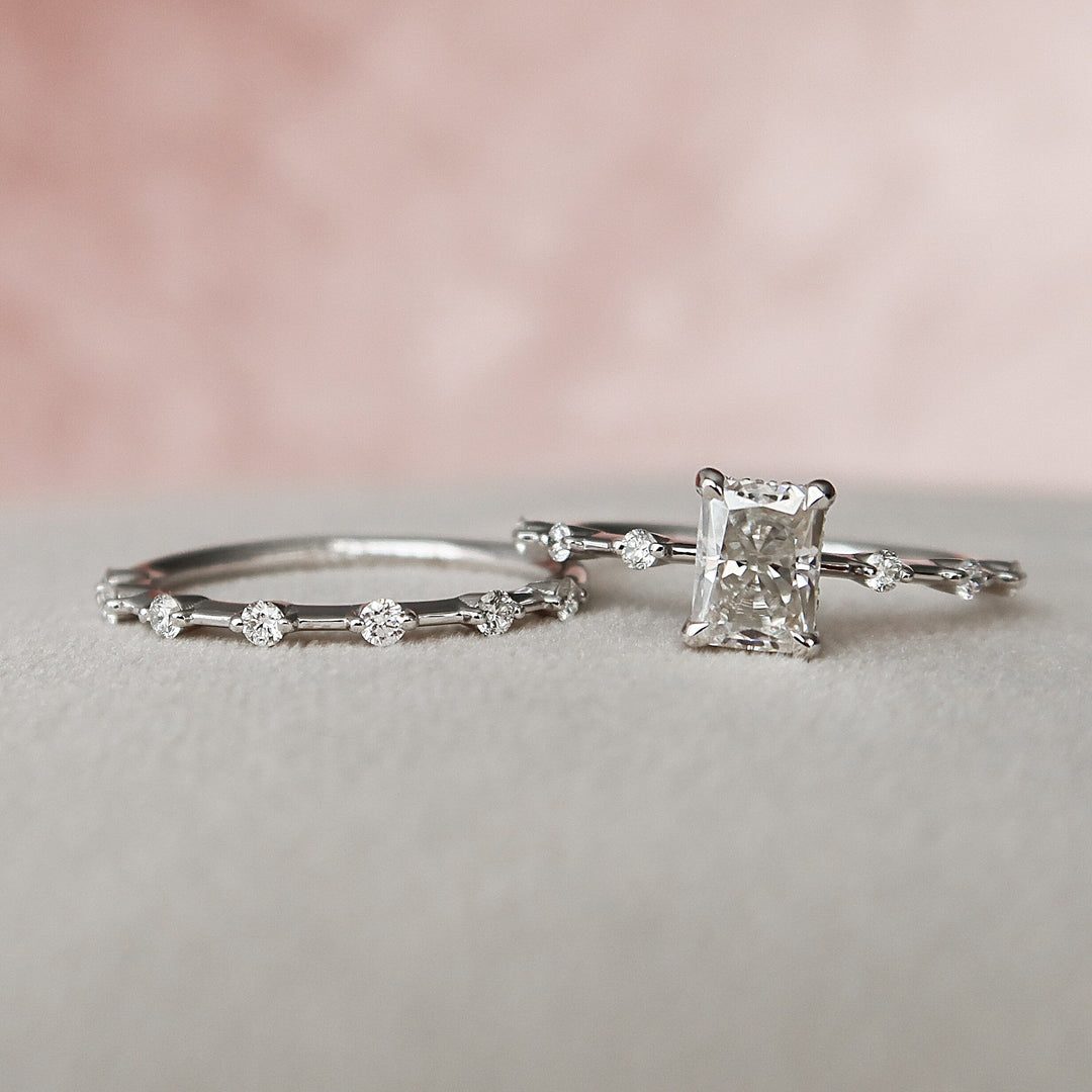 Marquise Cut Cluster Styled Lab Grown Bridal Ring Set