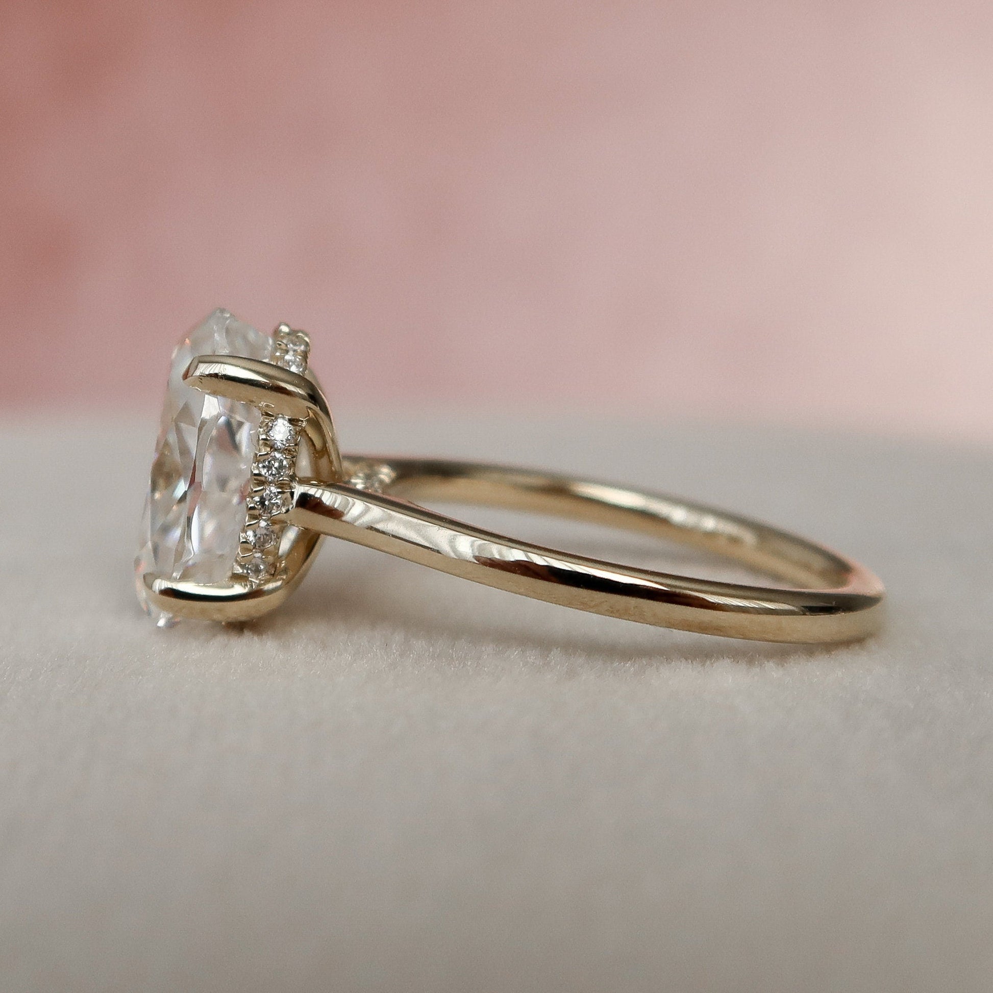 3.0 CT Oval Cut Hidden Halo Style Moissanite Engagement Ring 3