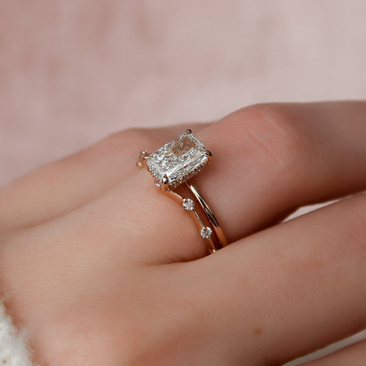 Marquise Cut Cluster Styled Lab Grown Bridal Ring Set