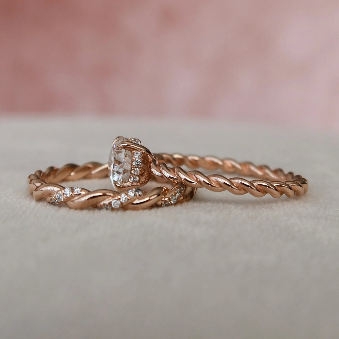 Marquise Cut Cluster Styled Lab Grown Bridal Ring Set
