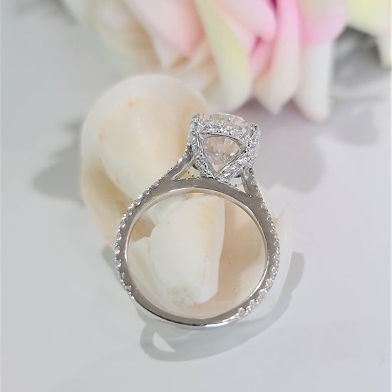4.0 CT Oval Hidden Halo CVD F/VS1 Diamond Engagement Ring 5