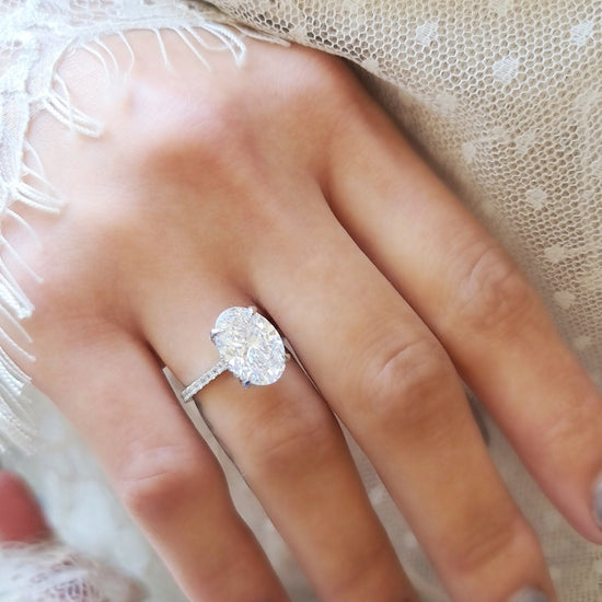 4.0 CT Oval Hidden Halo CVD F/VS1 Diamond Engagement Ring 9