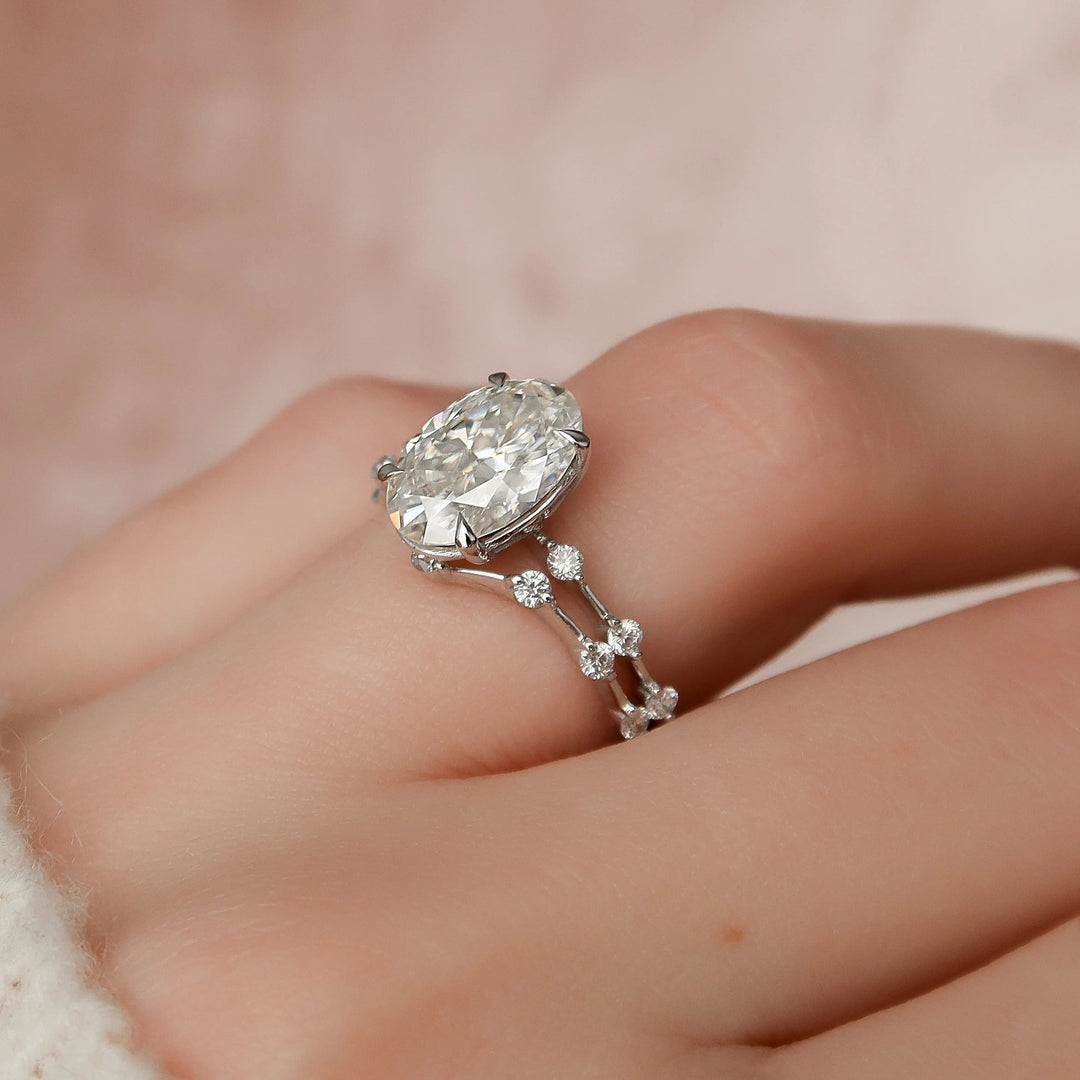 Marquise Cut Cluster Styled Lab Grown Bridal Ring Set