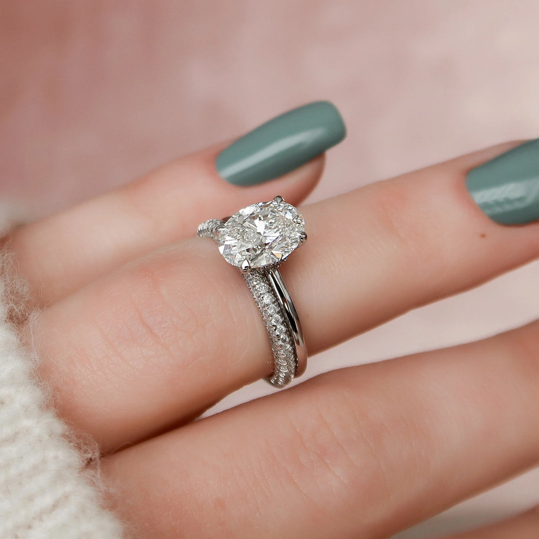 Marquise Cut Cluster Styled Lab Grown Bridal Ring Set