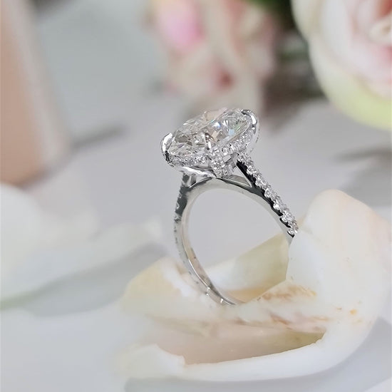 4.0 CT Oval Hidden Halo CVD F/VS1 Diamond Engagement Ring 4