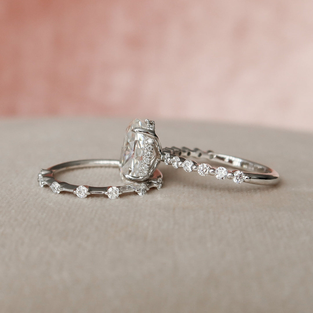 Marquise Cut Cluster Styled Lab Grown Bridal Ring Set