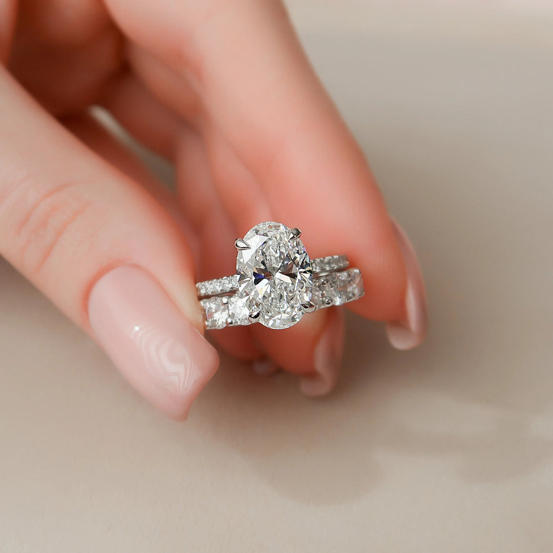 Marquise Cut Cluster Styled Lab Grown Bridal Ring Set