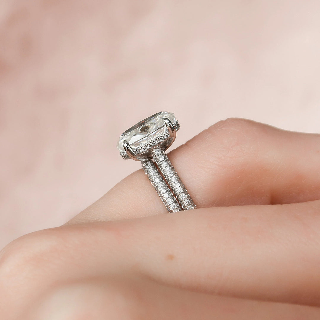 Marquise Cut Cluster Styled Lab Grown Bridal Ring Set