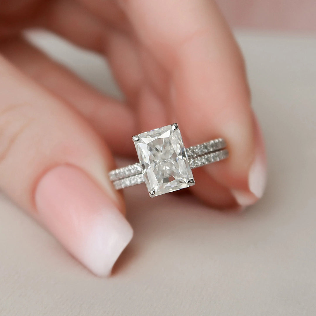 Marquise Cut Cluster Styled Lab Grown Bridal Ring Set