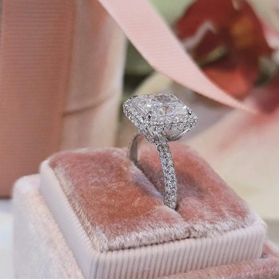 3.0 CT Cushion Halo CVD G/VS1 Diamond Engagement Ring 5