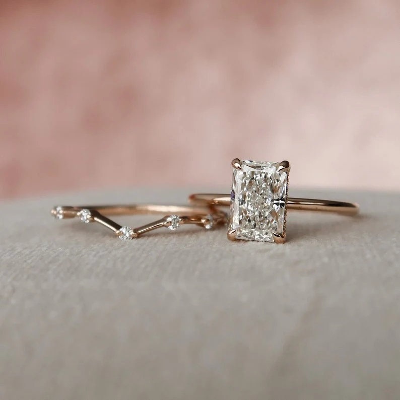 Marquise Cut Cluster Styled Lab Grown Bridal Ring Set