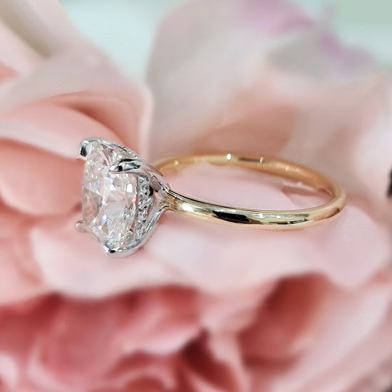 3.0 CT Cushion Hidden Halo CVD G/VS1 Diamond Engagement Ring 6