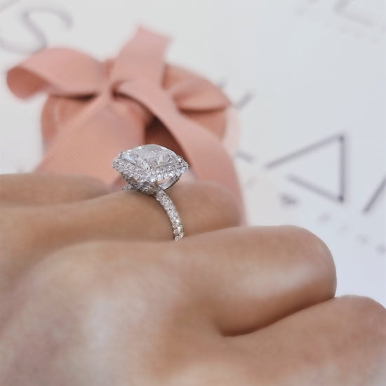 3.0 CT Cushion Halo CVD G/VS1 Diamond Engagement Ring 8