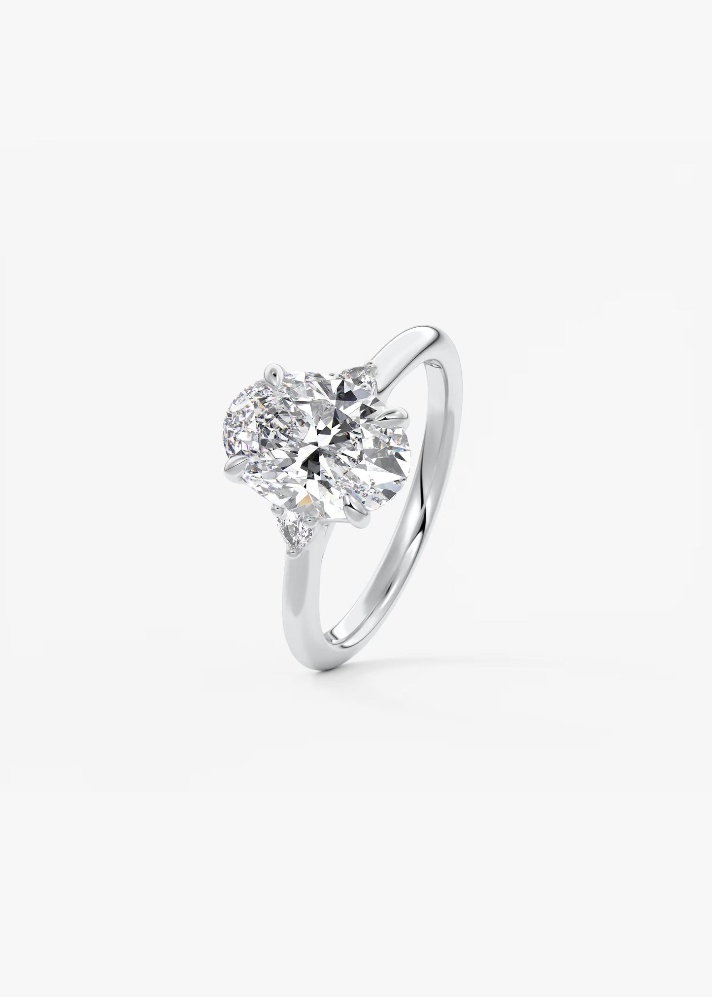 Oval Three Stone Lab Grown Diamond Engagement Ring