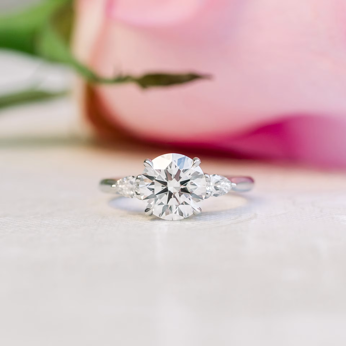 Marquise Cut Cluster Styled Lab Grown Diamond Engagement Ring