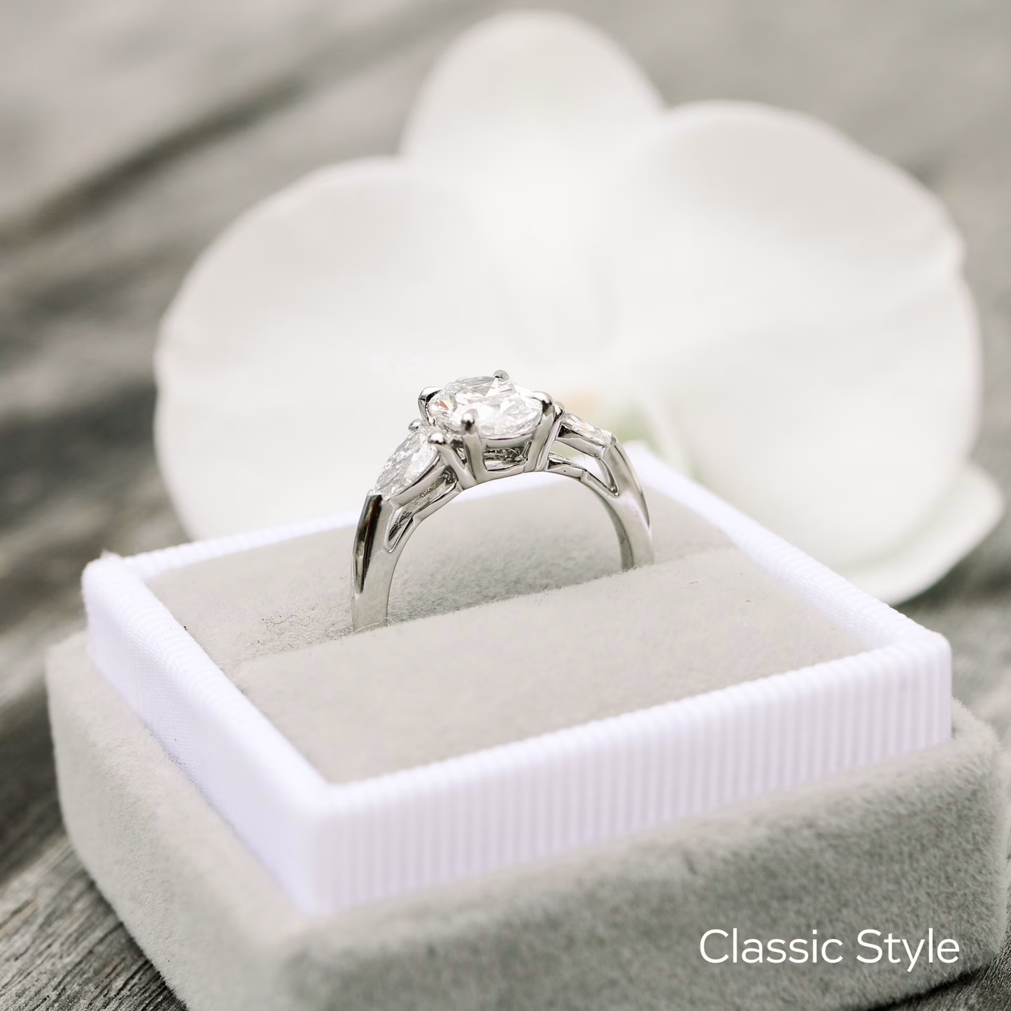 Marquise Cut Cluster Styled Lab Grown Diamond Engagement Ring