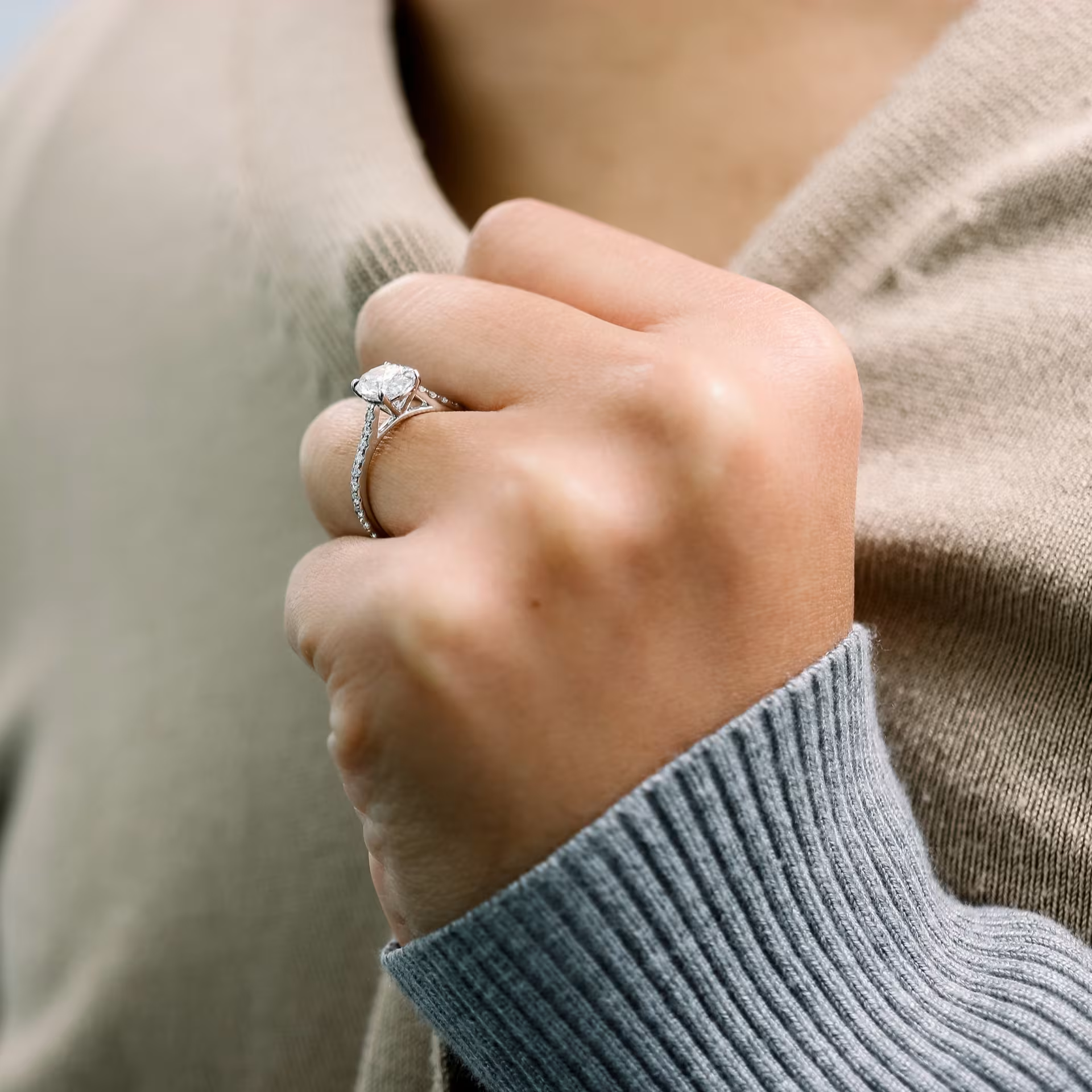 Marquise Cut Cluster Styled Lab Grown Diamond Engagement Ring