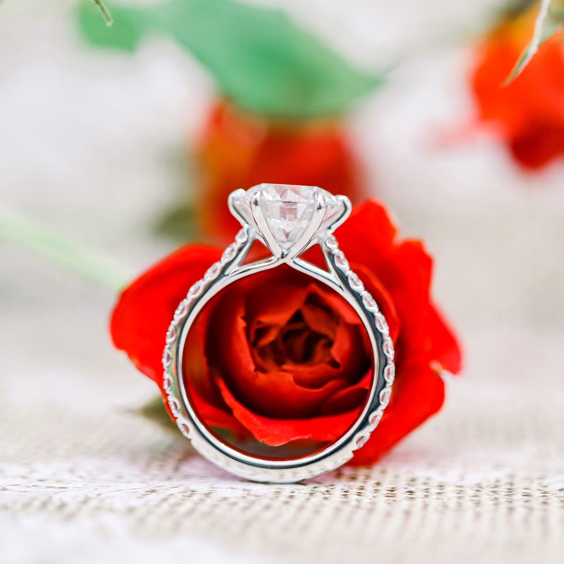 Marquise Cut Cluster Styled Lab Grown Diamond Engagement Ring